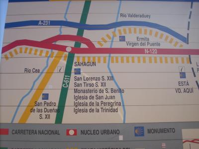 térkép ami a camino utat jelöli