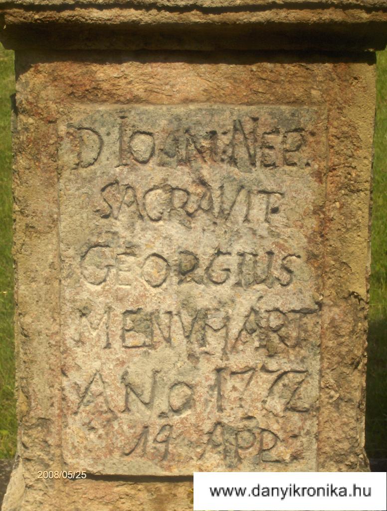 Dányi Nepomuki szobor felirata